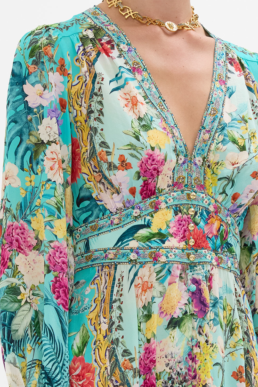 BUTTON DRESS WITH SHAPED WAISTBAND GARDENS OF QUELUZ