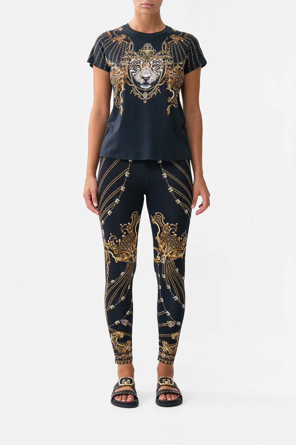 SLIM FIT ROUND NECK T-SHIRT - BLACK BAROQUE AROUND THE CLOCK