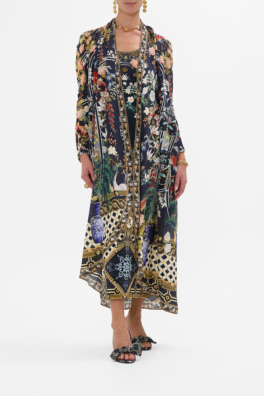 The CAMILLA LONG CASUAL JACKET WITH POCKETS PALACIO POETRY in our PALACIO POETRY print.