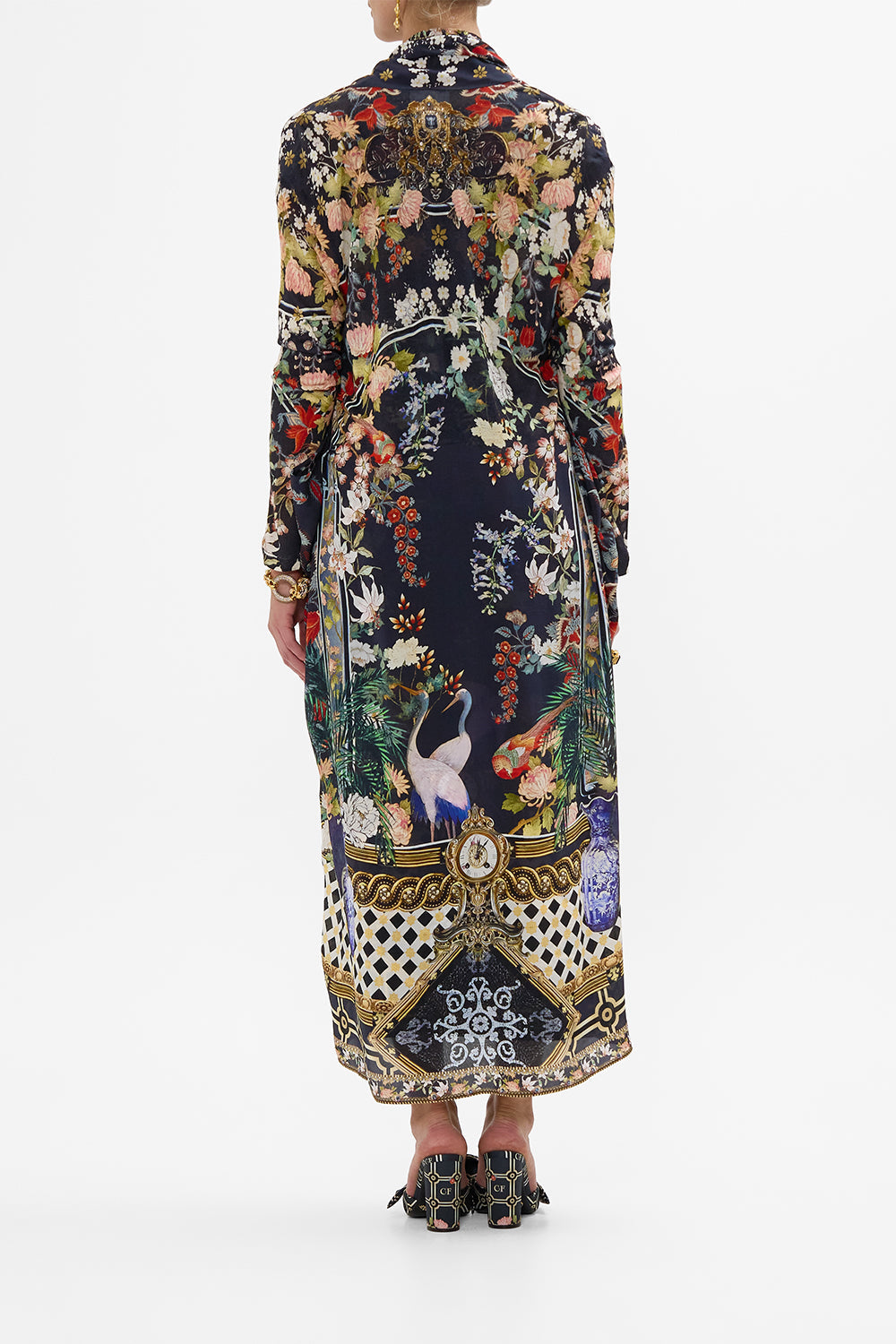 The CAMILLA LONG CASUAL JACKET WITH POCKETS PALACIO POETRY in our  print.