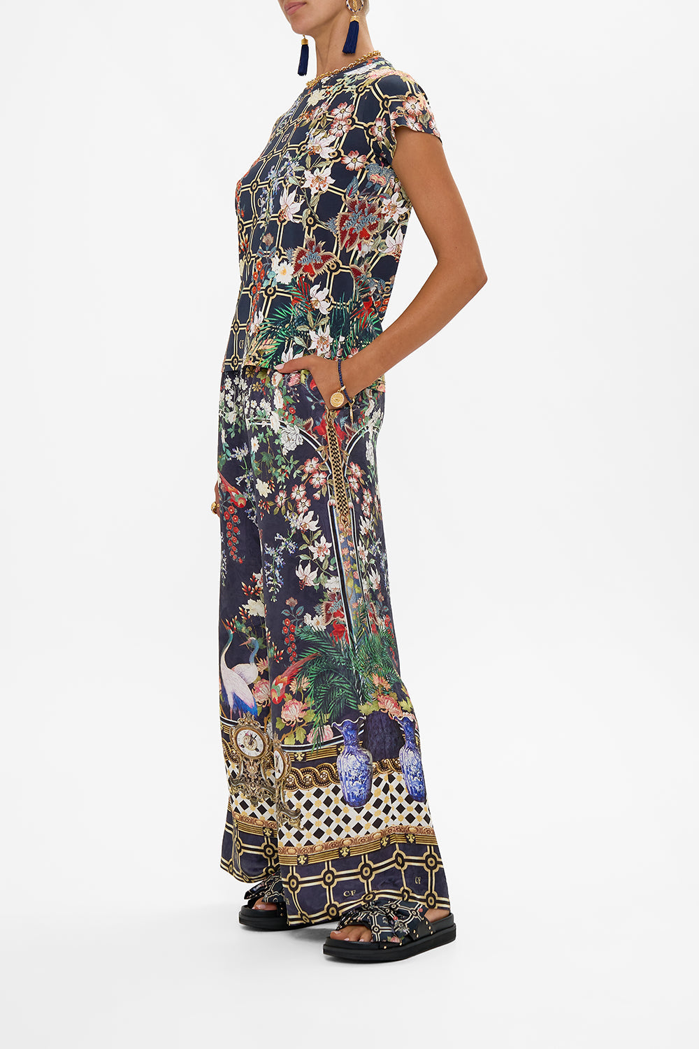 SLIM FIT ROUND NECK T-SHIRT - MULTI PALACIO POETRY