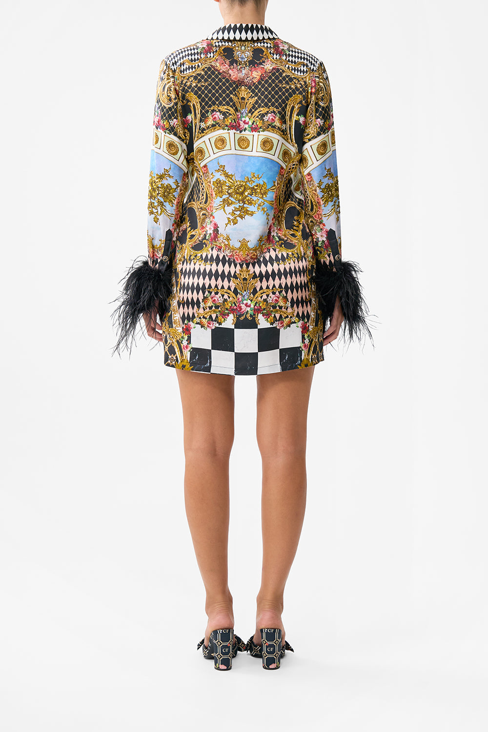 MINI SHIRT DRESS WITH FEATHERS MONARCHY MANIA