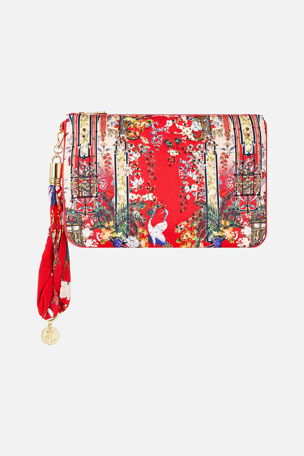 The CAMILLA SCARF CLUTCH LISBOA LUXE in our LISBOA LUXE print.