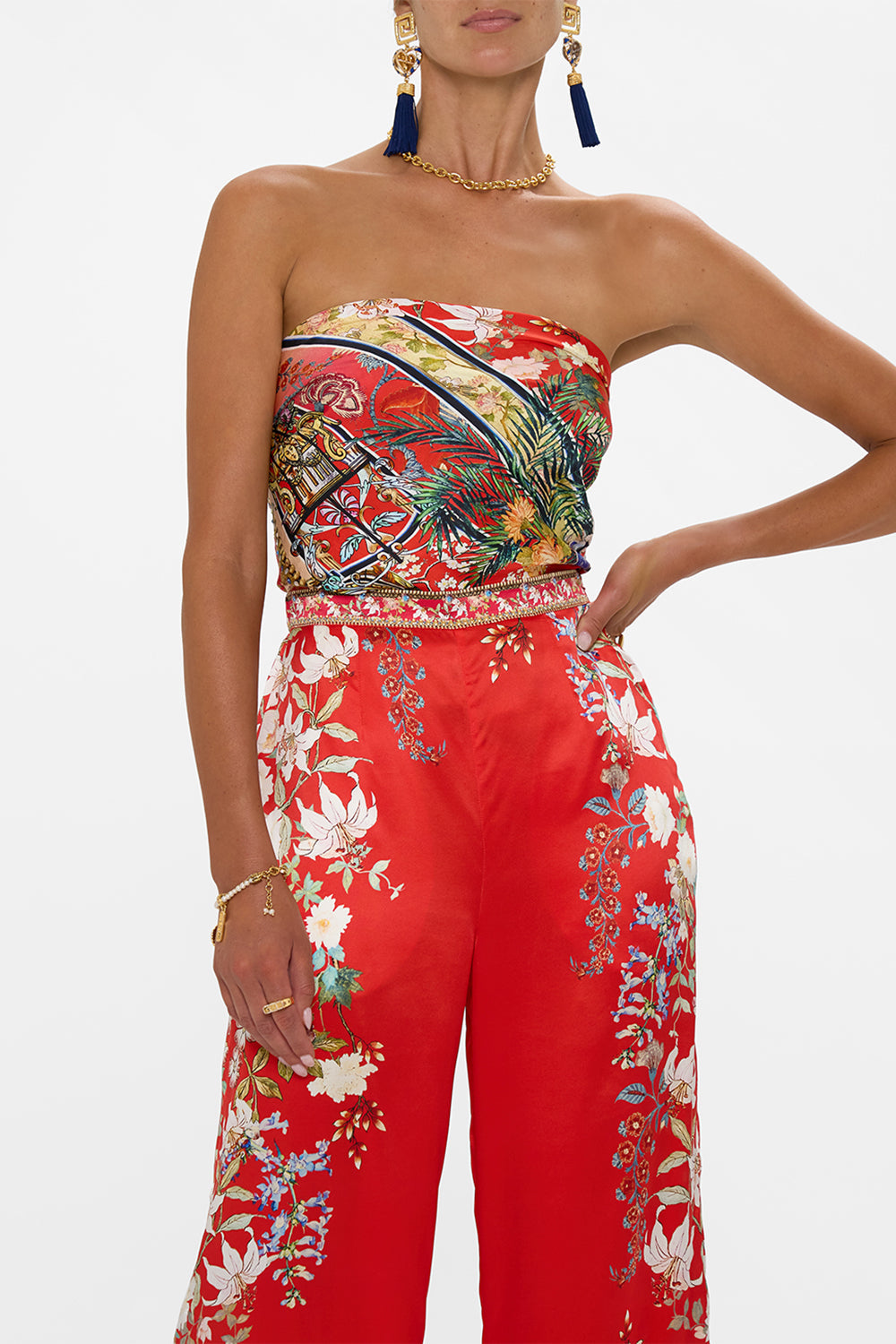 The CAMILLA LARGE SQUARE SCARF LISBOA LUXE in our  print.