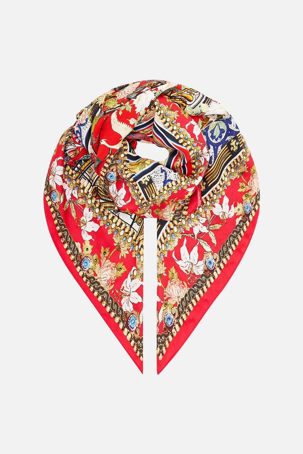 The CAMILLA LARGE SQUARE SCARF LISBOA LUXE in our LISBOA LUXE print.