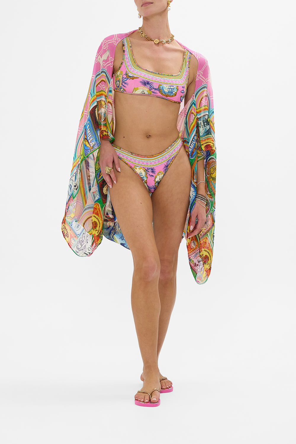The CAMILLA BIND EDGE REVERSIBLE PANT SALTY SPLENDOUR in our  print.