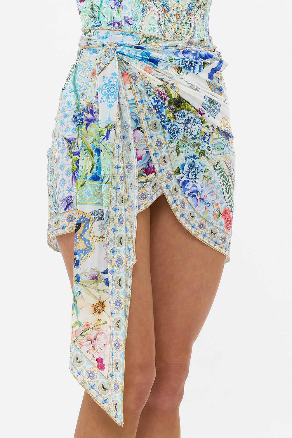 The CAMILLA SHORT EYELET SARONG SUNRISE IN SINTRA in our  print.