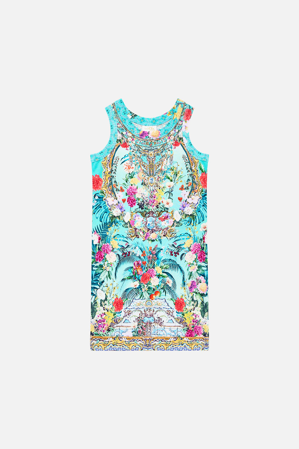 CAMILLA Kids Jersey Tank Dress 4-10 in Gardens Of Queluz print
