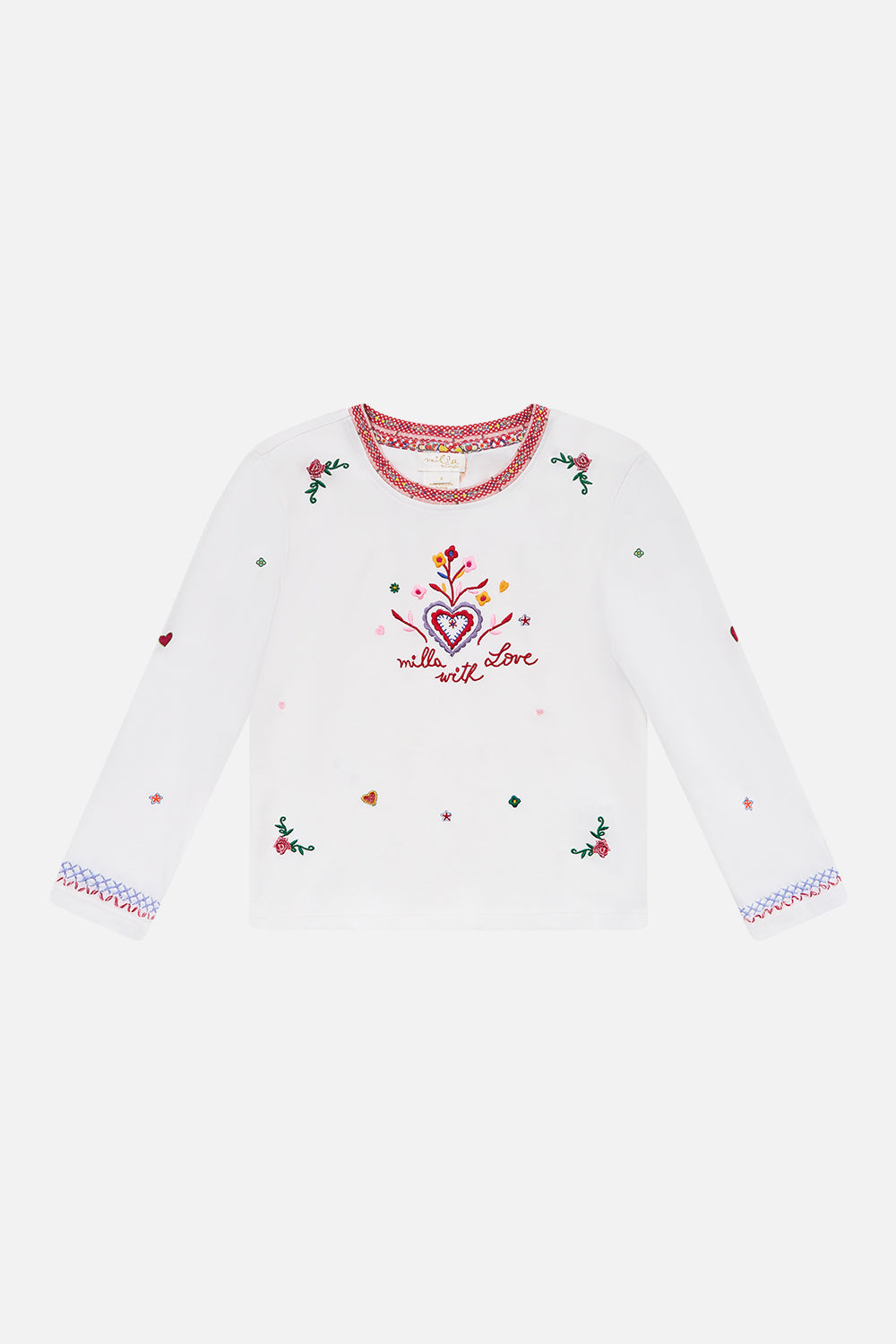 The CAMILLA KIDS LONG SLEEVE TOP 4-10 FAITH, LUCK & JUSTICE in our FAITH, LUCK & JUSTICE print.