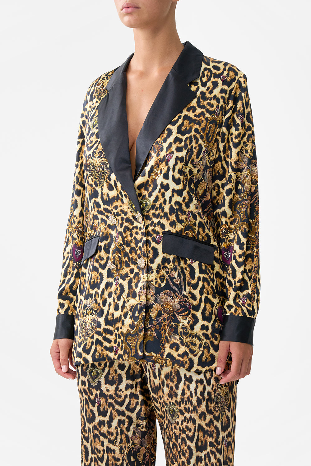 The CAMILLA DOUBLE BREASTED SOFT JACKET SAINTS AND SISTERS in our  print.