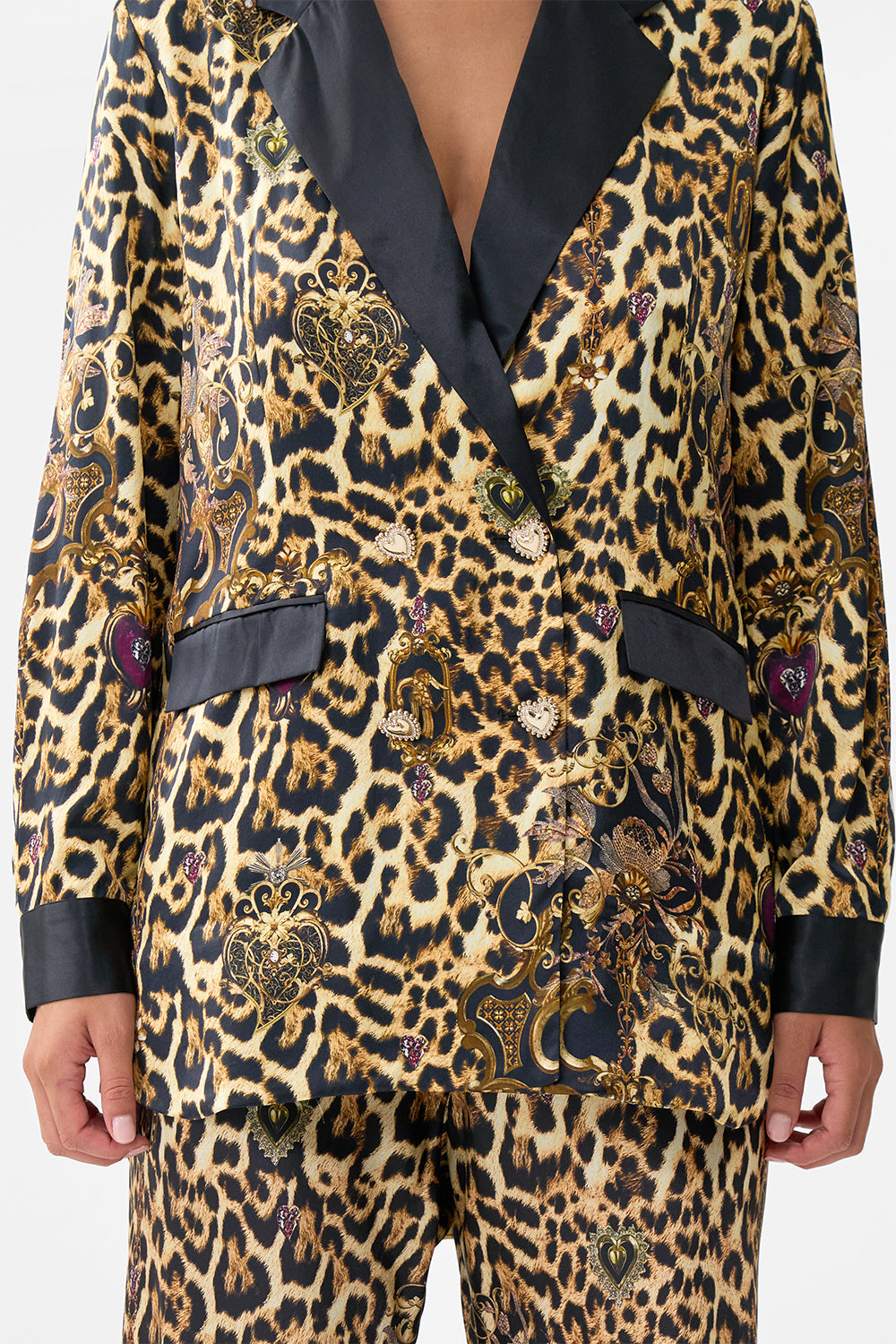 The CAMILLA DOUBLE BREASTED SOFT JACKET SAINTS AND SISTERS in our  print.