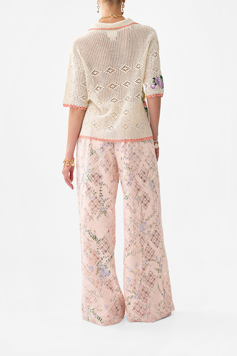 The CAMILLA CLASSIC SHIRT- CROCHET ARCHES OF AMOR in our  print.