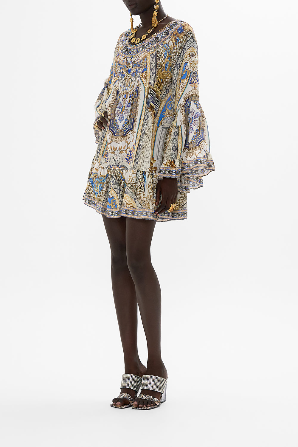 The CAMILLA A LINE FRILL DRESS MAKE ME YOUR MOSAIC in our  print.