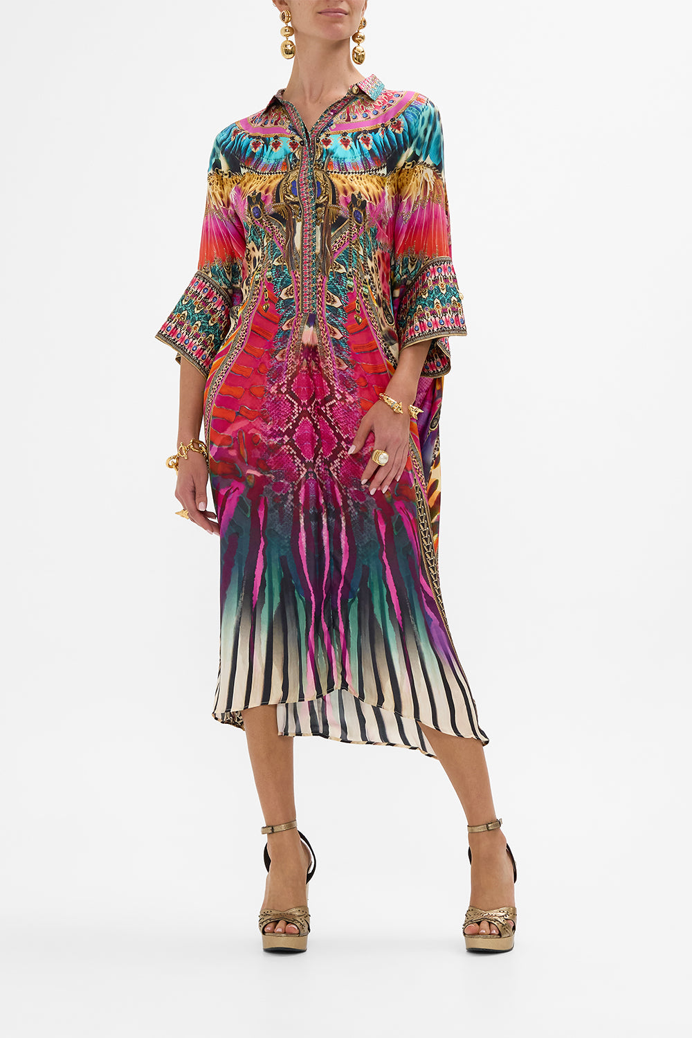 CAMILLA Batwing Kaftan in Sahara Supernatural Print. 