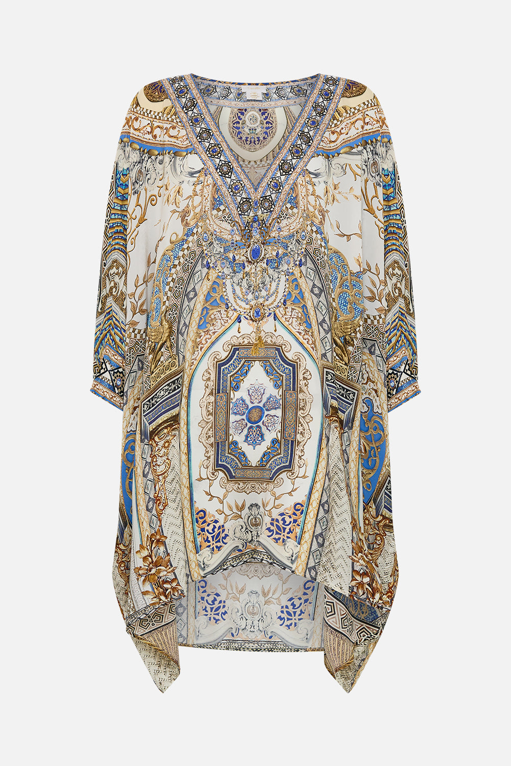 CAMILLA Short Kaftan with Cuff in Make Me Your Mosaic Print.
