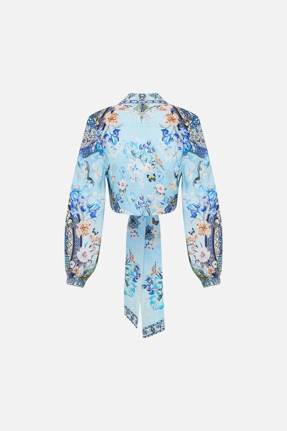 The CAMILLA CROPPED WRAP SHIRT AL MANIAL PALACE MEMOIRS in our  print.