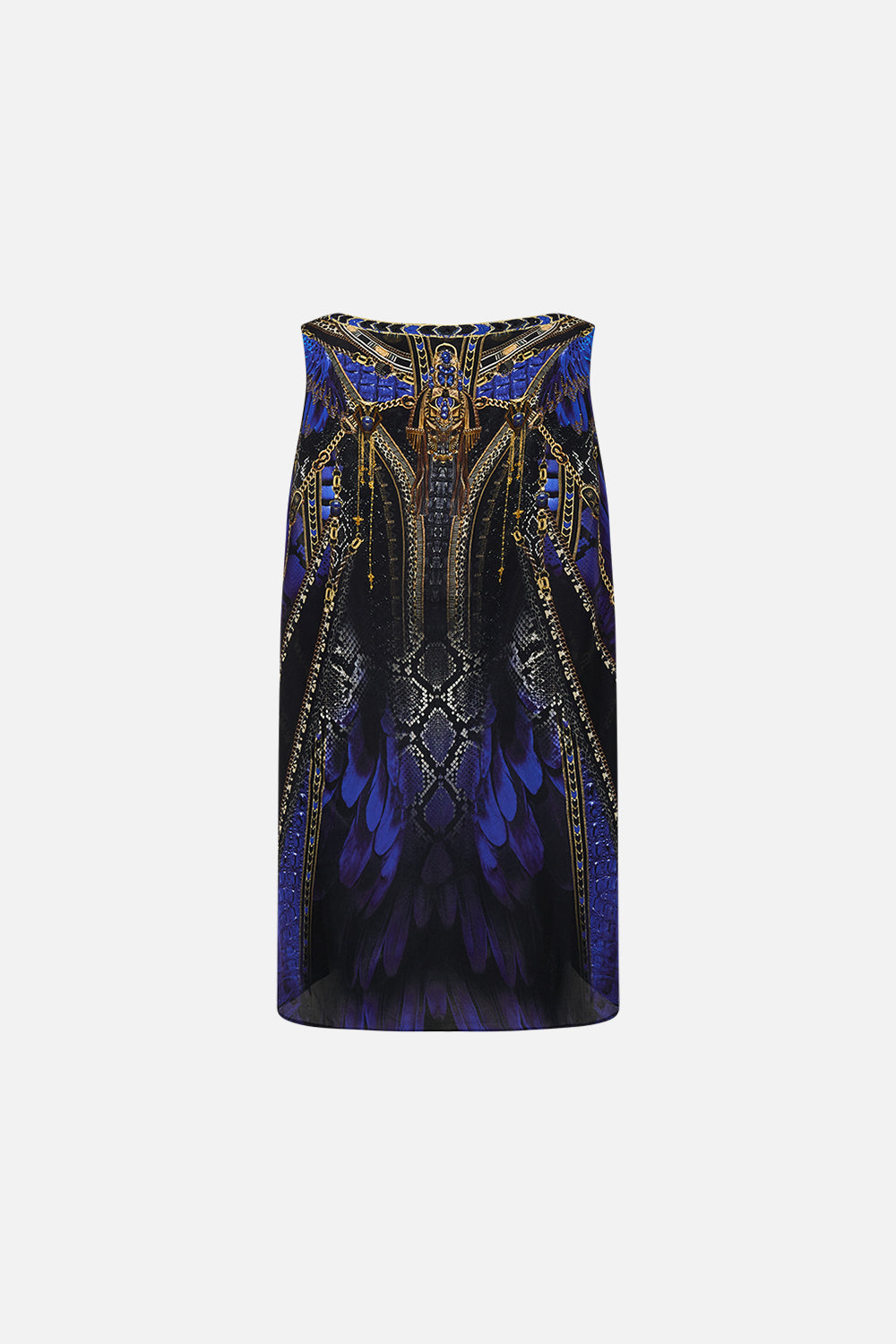 CAMILLA Tank Top with Strap Bead Detail in Other Side of the Oasis print.