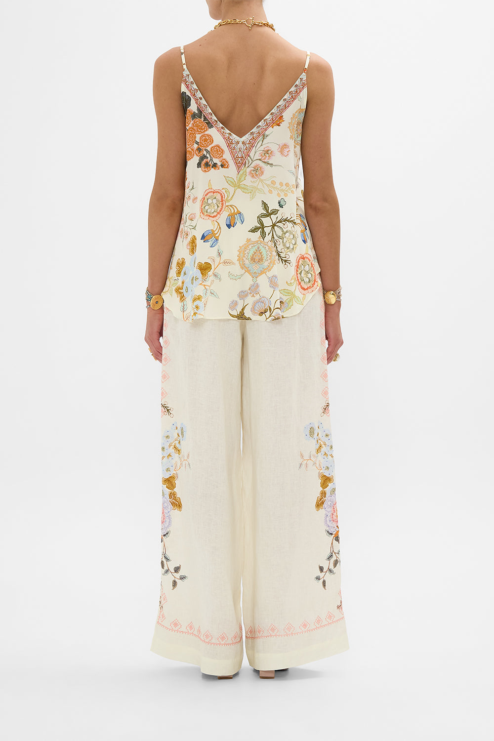 CAMILLA V Neck Cami in Honour of Heirlooms print