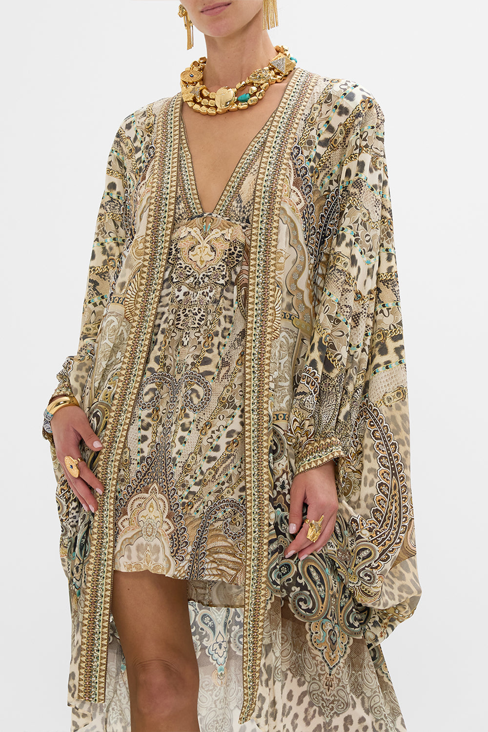 CAMILLA Dramatic Sleeve Cocoon Layer in The Throne Room print