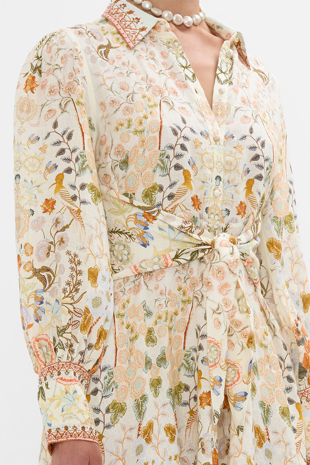 CAMILLA Waist Tie Shirt Dress in Honour of Heirlooms print