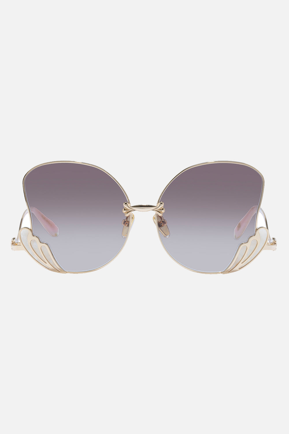 The CAMILLA GODDESS ENERGY SUNGLASSES IVORY MARBLE in our  print.