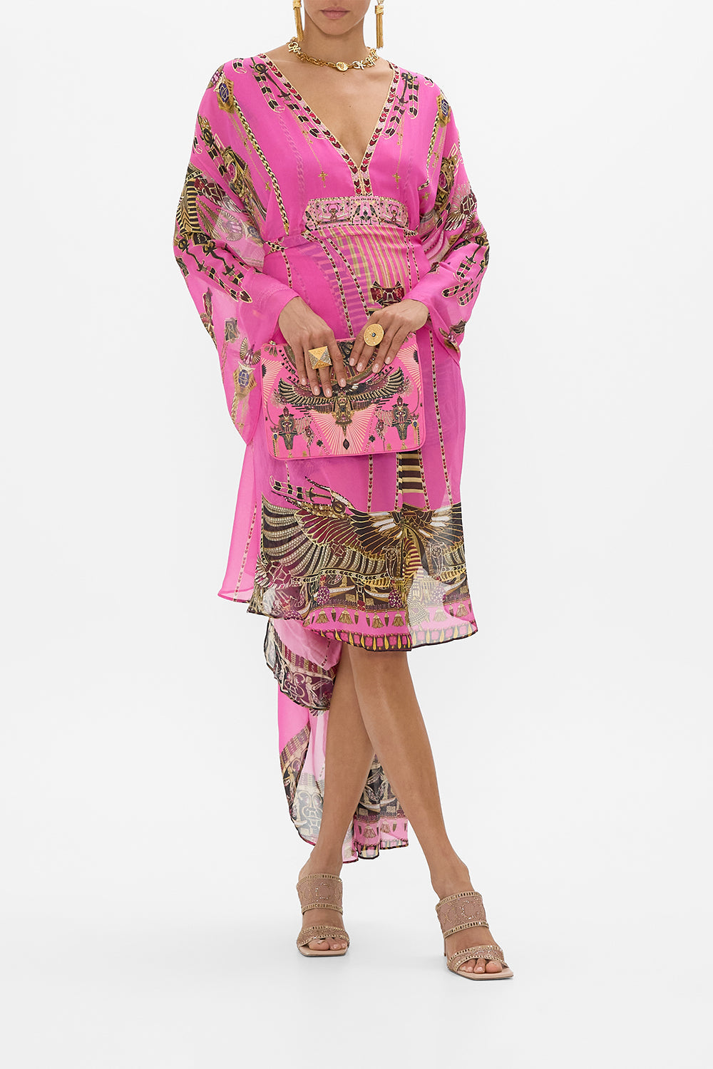 CAMILLA Small Canvas Clutch in Song of The Scarab print. 