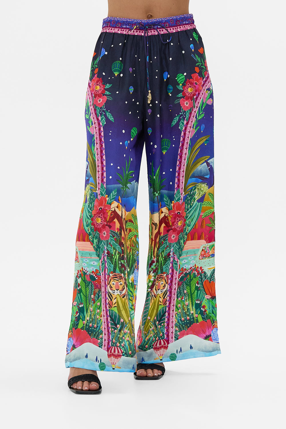 CAMILLA Straight Leg Pant in Midnight Muses print. 