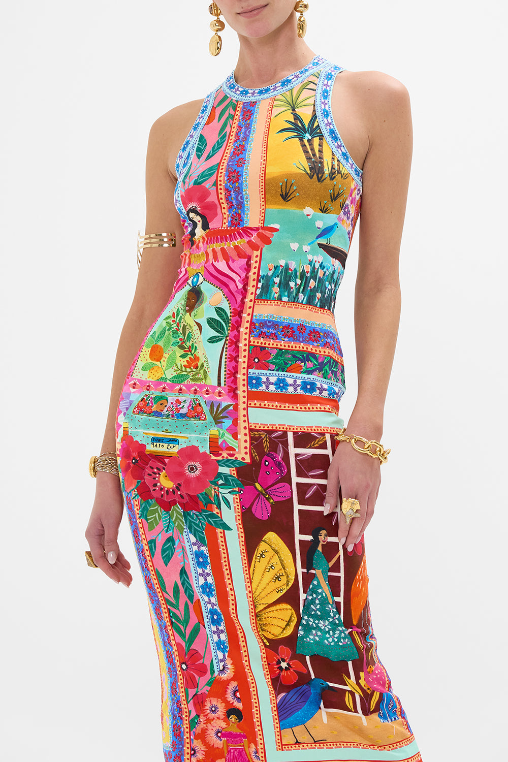 CAMILLA Jersey Tank Dress in Roeqiyas Realm print. 