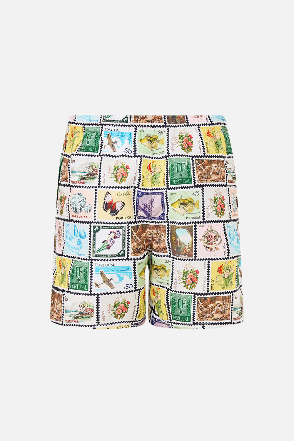 The CAMILLA MID LENGTH BOARDSHORT MY PORTO PEN PAL in our  print.