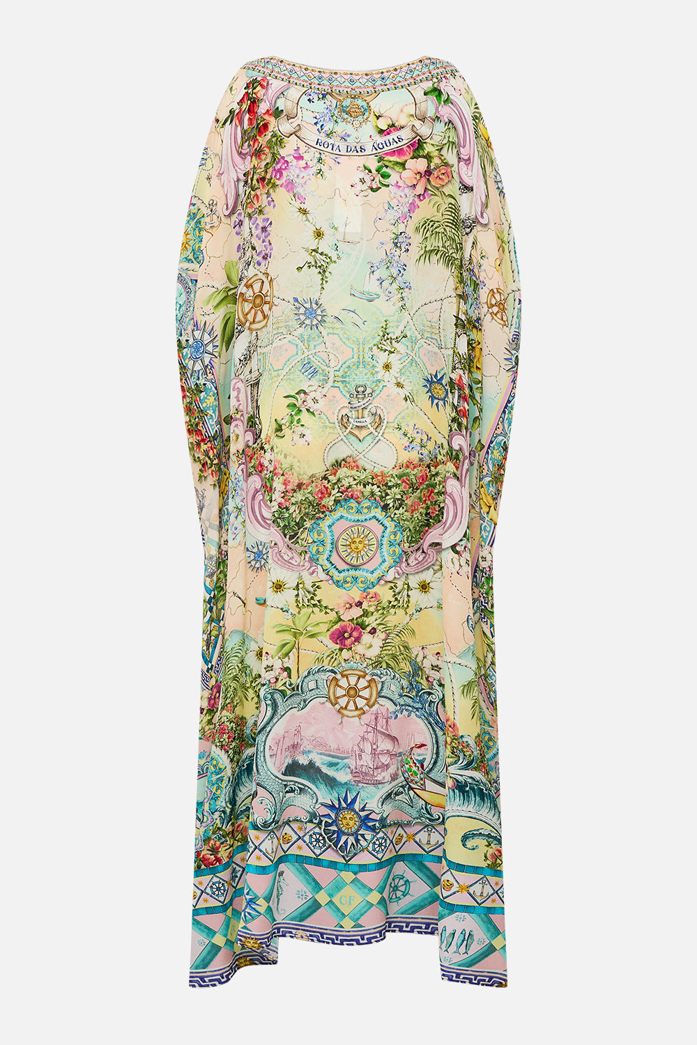 The CAMILLA Round Neck Kaftan in our Just Coasting print.