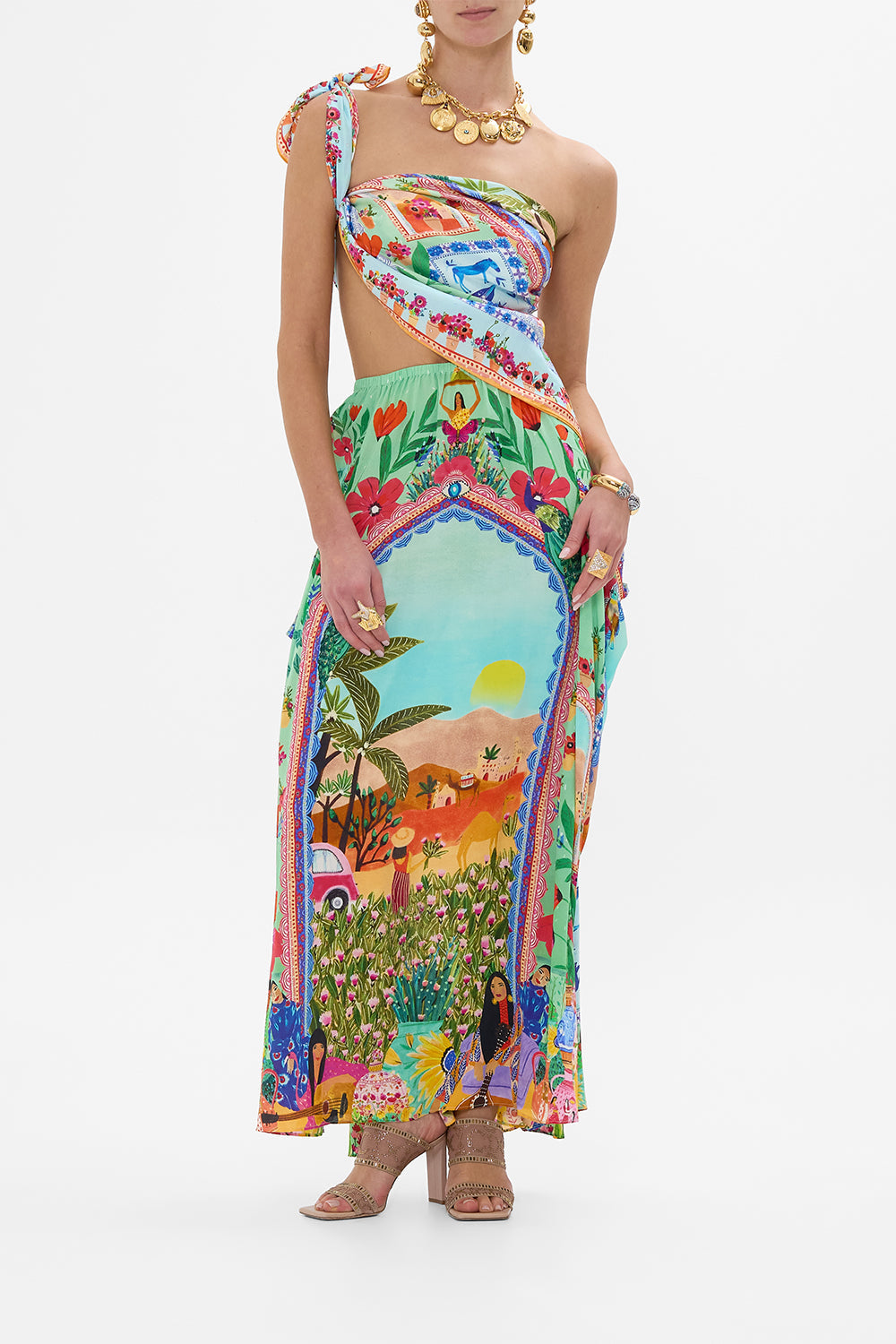 CAMILLA Large Square Scarf in Queens of Creation print. 