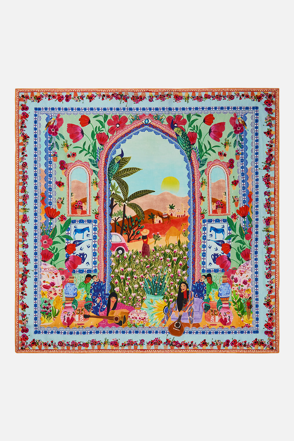 CAMILLA Large Square Scarf in Queens of Creation print. 