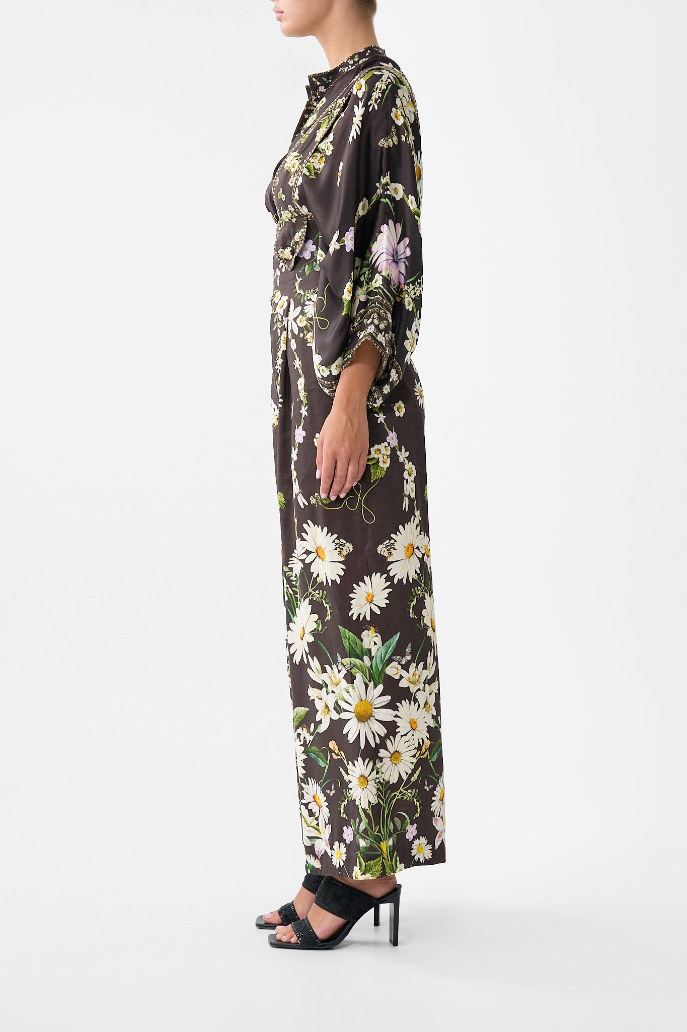 The CAMILLA DETACHABLE STRAP WIDE LEG JUMPSUIT DISH IT, DAISY in our  print.