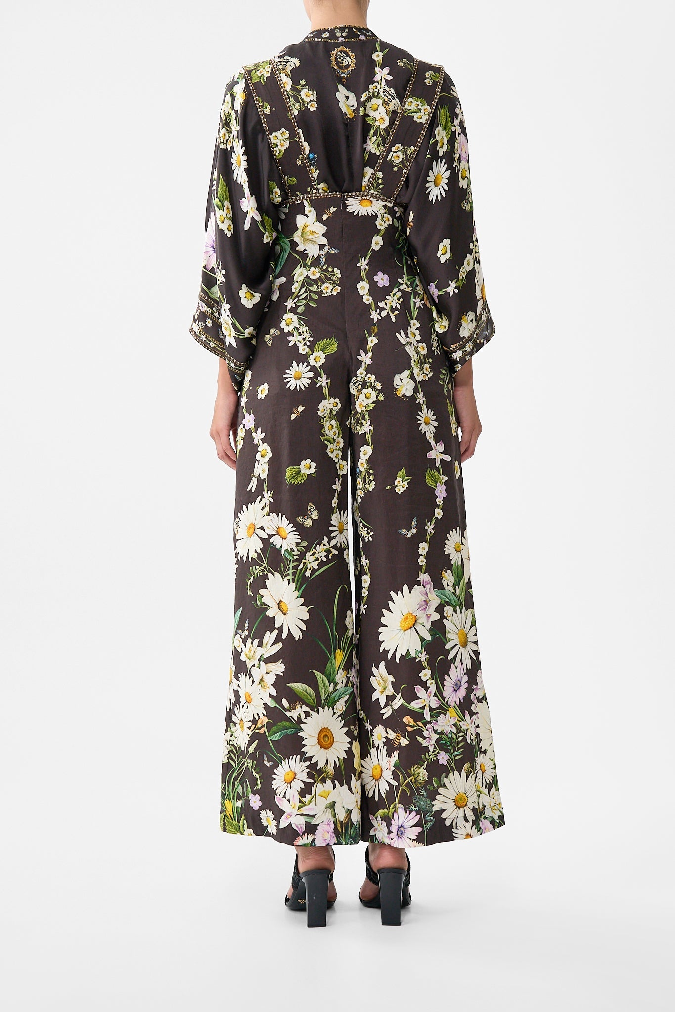 The CAMILLA DETACHABLE STRAP WIDE LEG JUMPSUIT DISH IT, DAISY in our  print.