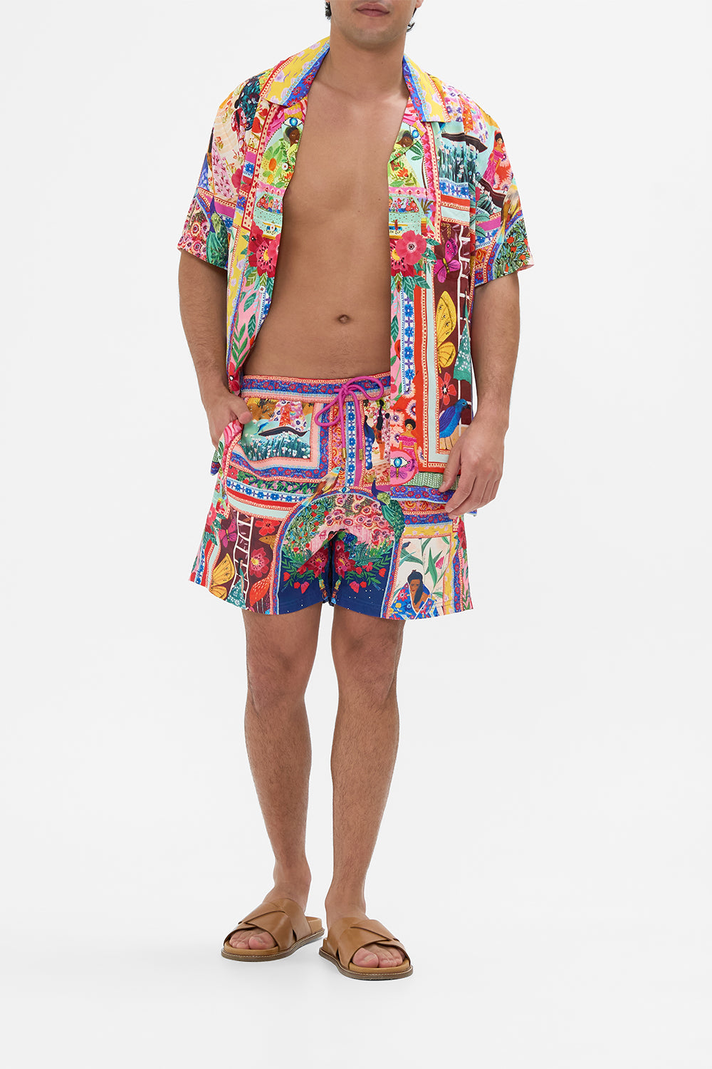 CAMILLA Mid Length Boardshort in Roeqiyas Realm print. 