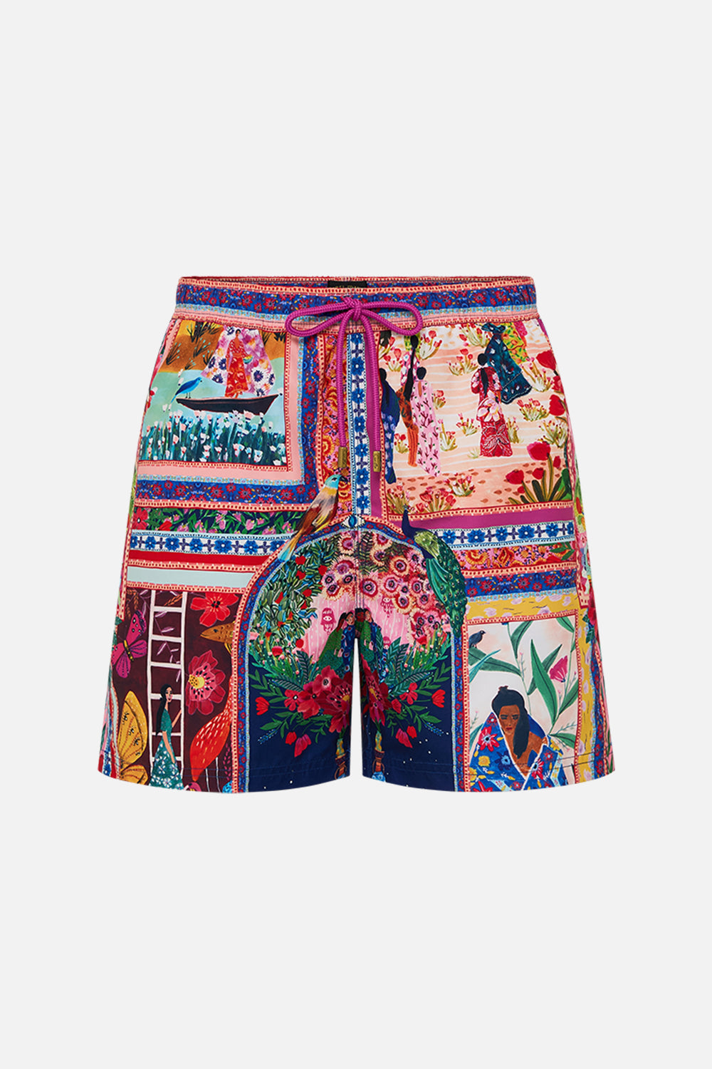 CAMILLA Mid Length Boardshort in Roeqiyas Realm print. 