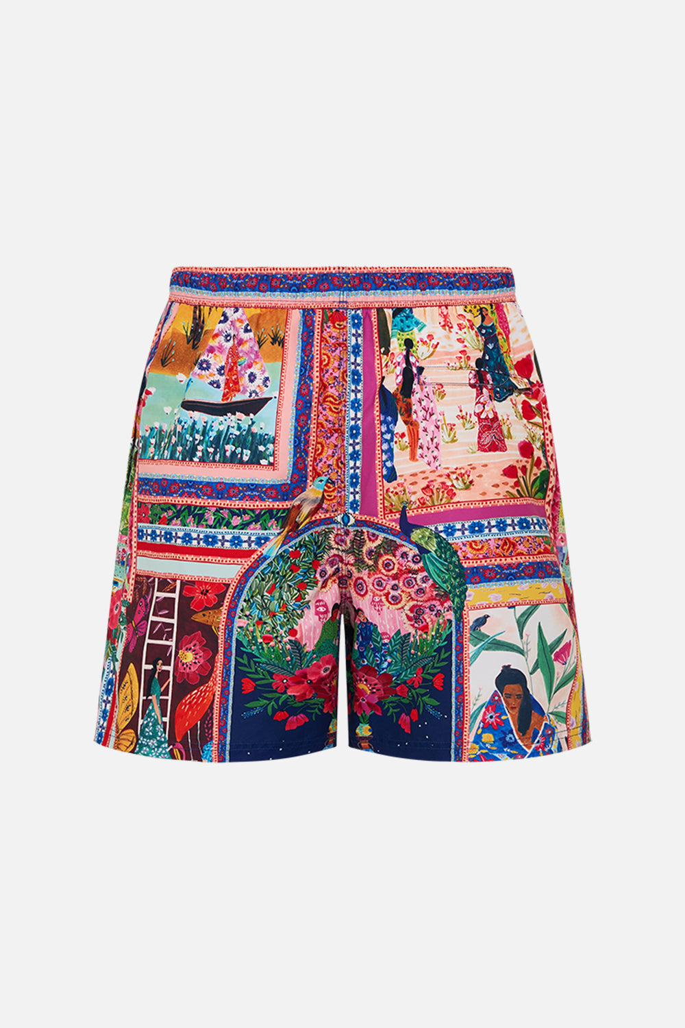 CAMILLA Mid Length Boardshort in Roeqiyas Realm print. 