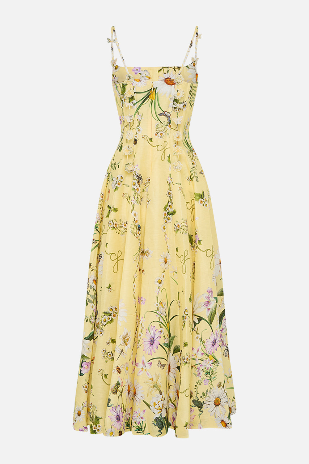The CAMILLA Corset Dress With Long Flared Skirt in our Daisy Chains print.