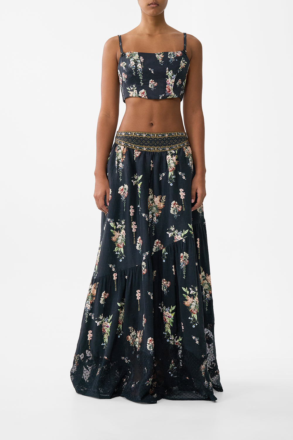 The CAMILLA Corset Crop Top in our Noble Endeavours print.