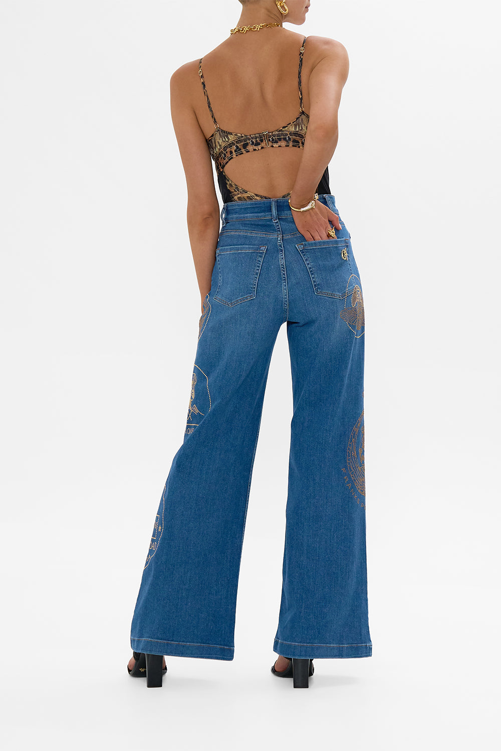 The CAMILLA JENNA SOUL SEEKER HIGH WAISTED FLARE DENIM in our  print.