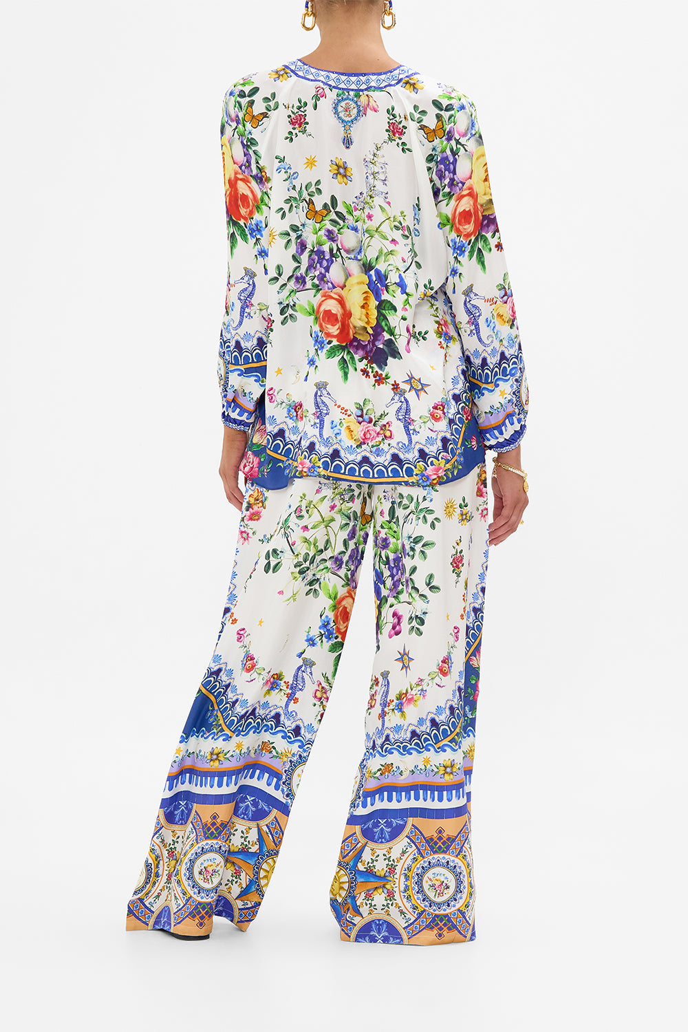 The CAMILLA STRAIGHT LEG PANT TILES DARLS in our  print.