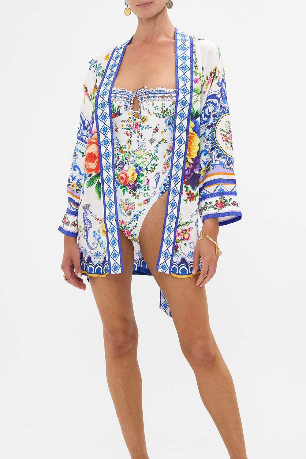 The CAMILLA Short Batwing Layer in our Tiles Darls print.