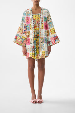 SHORT KIMONO WRAP AROMATIC TIGER FLOWER