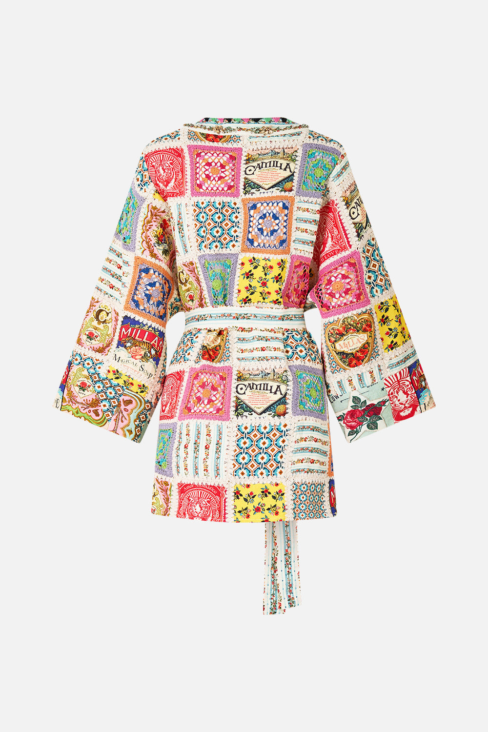 The CAMILLA Short Kimono Wrap in our Aromatic Tiger Flower print.