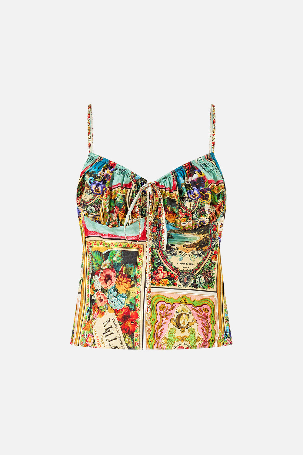The CAMILLA GATHERED BODICE BIAS TOP SOAP OPERA in our  print.
