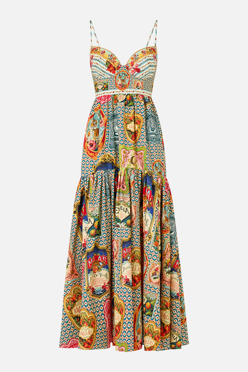 The CAMILLA Strappy Dress With Full Skirt in our Soap Opera print.