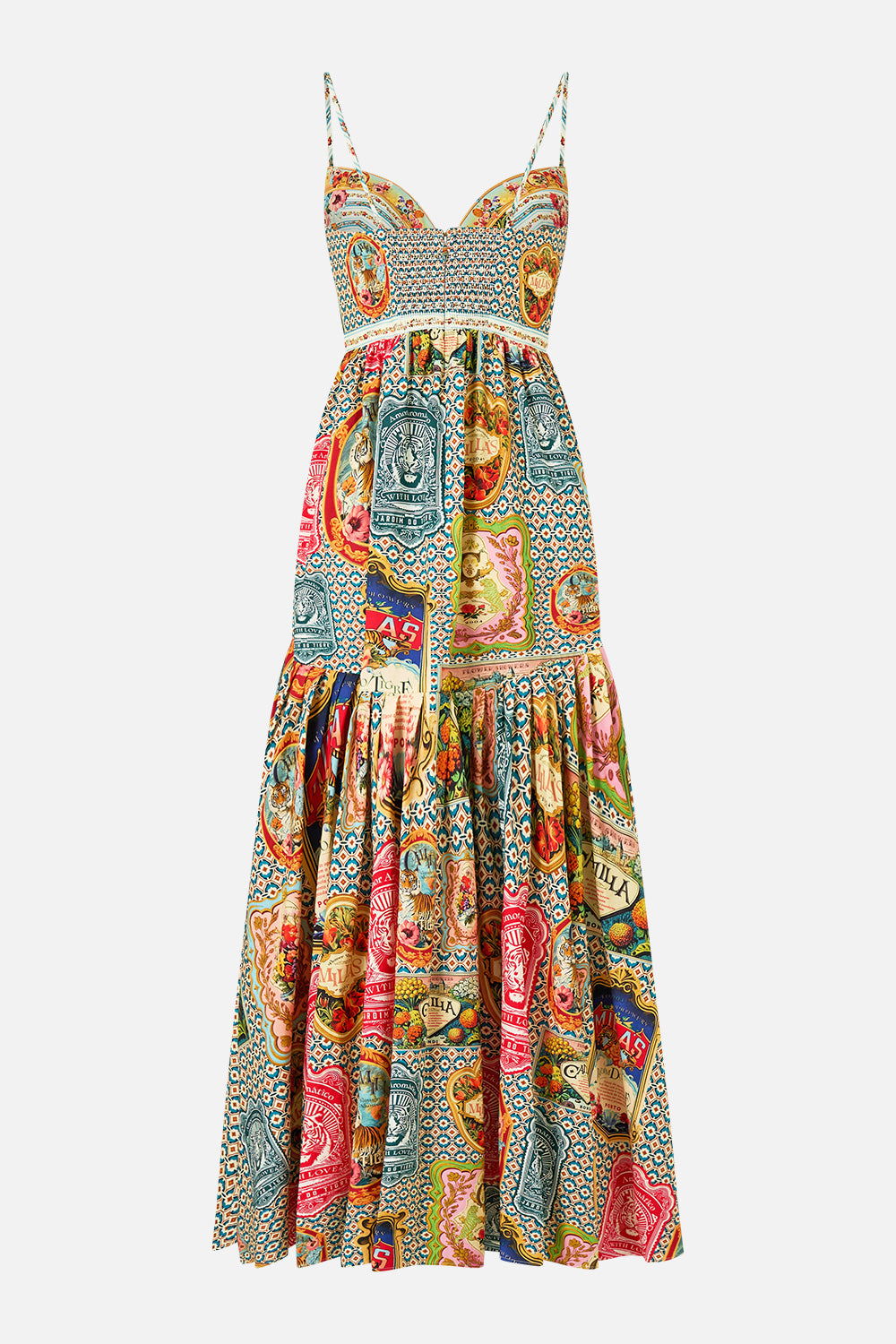 The CAMILLA STRAPPY DRESS WITH FULL SKIRT SOAP OPERA in our  print.