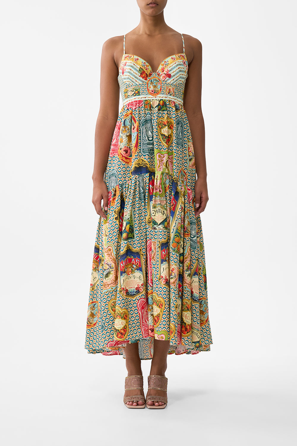 The CAMILLA STRAPPY DRESS WITH FULL SKIRT SOAP OPERA in our SOAP OPERA print.