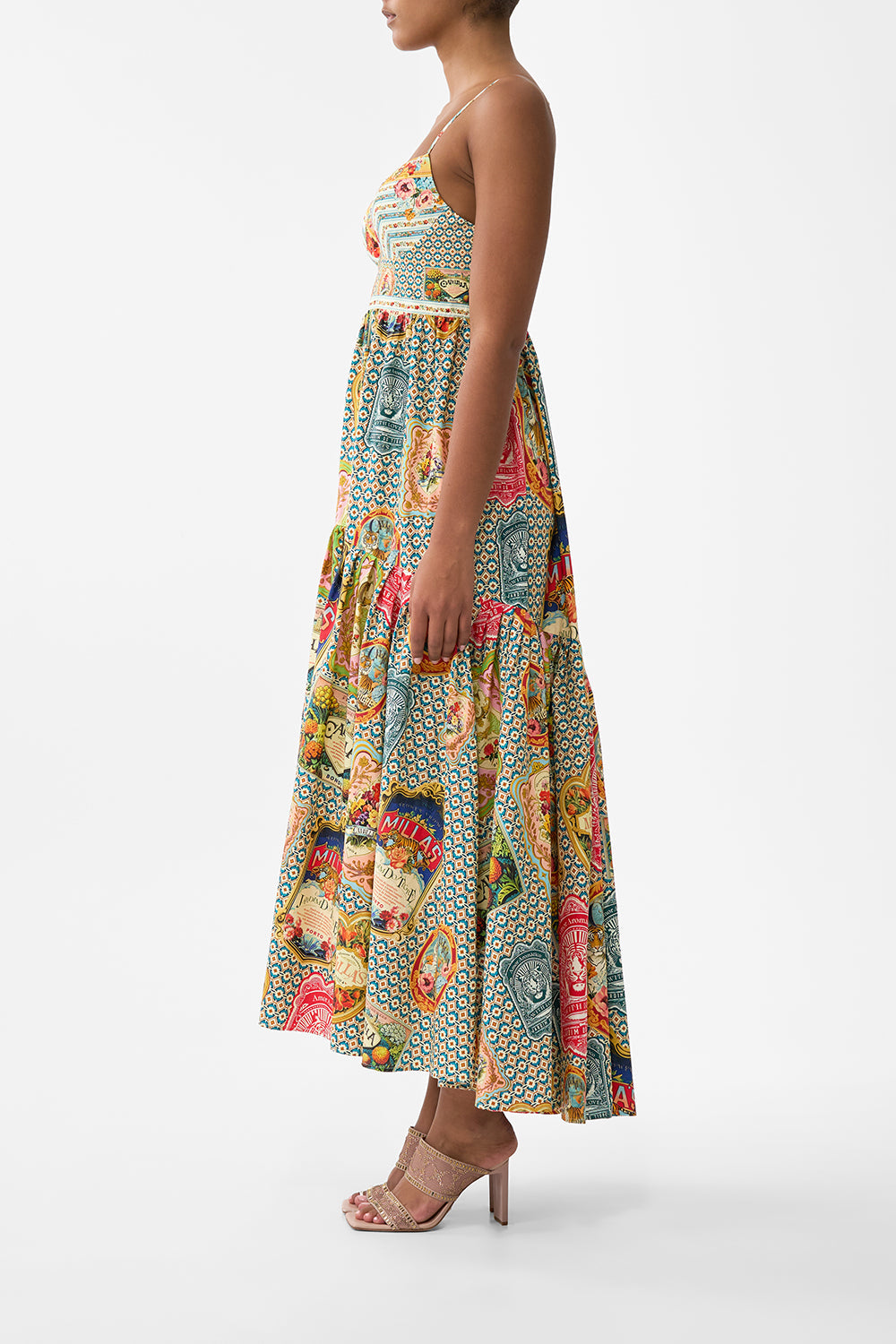 The CAMILLA STRAPPY DRESS WITH FULL SKIRT SOAP OPERA in our  print.