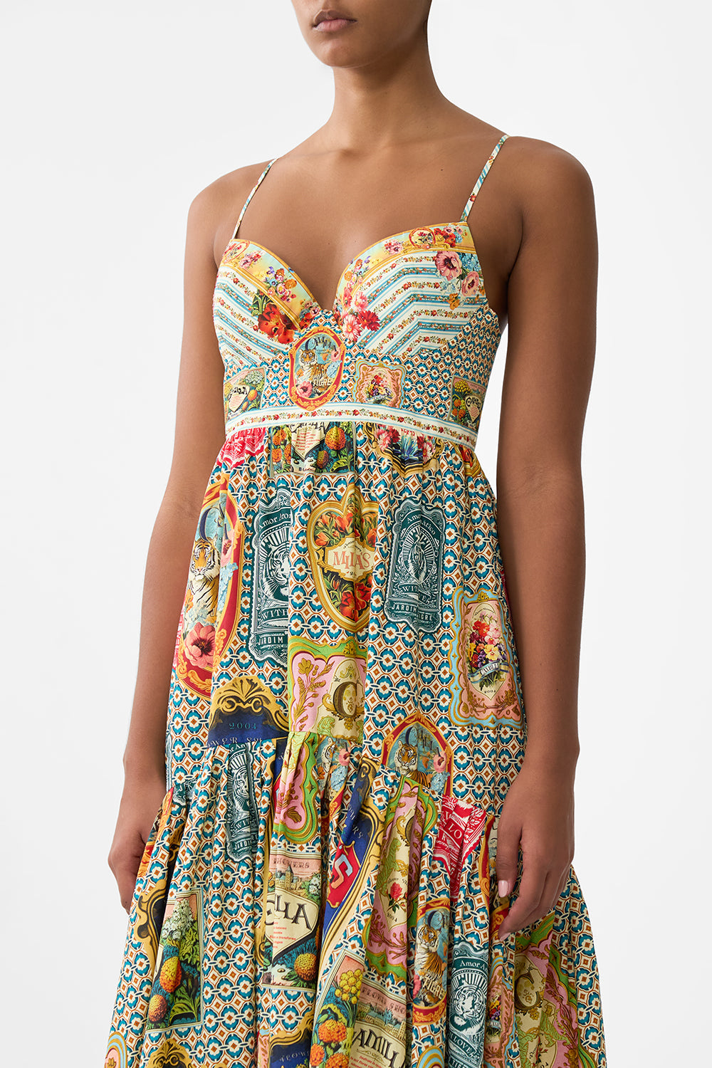 The CAMILLA STRAPPY DRESS WITH FULL SKIRT SOAP OPERA in our  print.